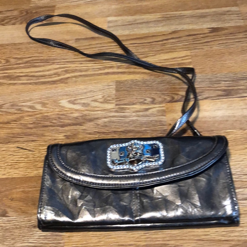 Kathy van Zeeland crossbody metallic clutch